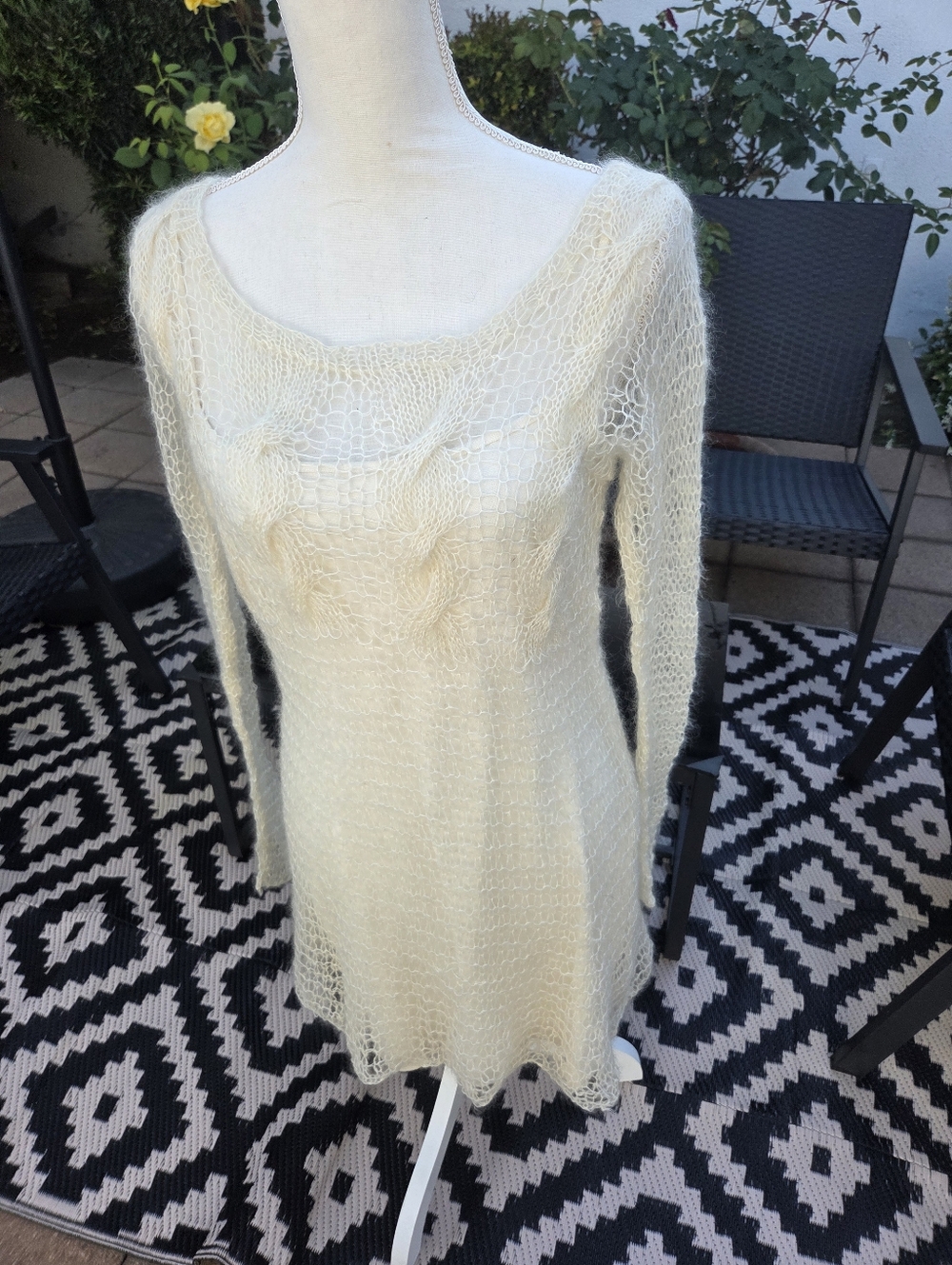 Vivienne Tam 2pc Cream Crochet Knit Top Dress size 3.